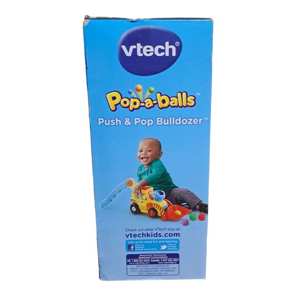 VTech Pop-a-Balls Push Pop Bulldozer Interactive Learning Toy Toddlers Builder - Picture 2 of 15